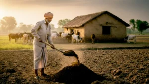 पहली जुताई — मिट्टी पलटना